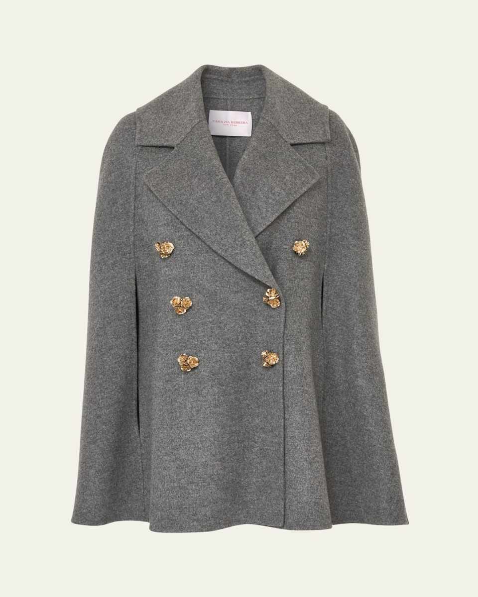 Flower-Button Double-Breasted Wool Cap